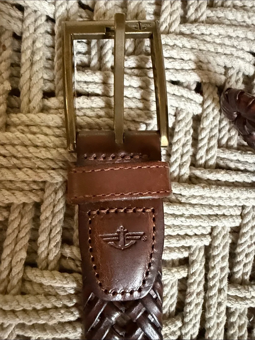 Dockers Brown Braided Woven Leather Men’s Belt Size 40